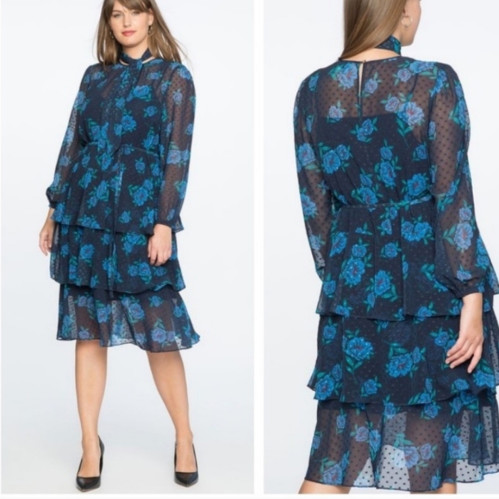 Draper James For Eloquii Floral Swiss Dot Dress